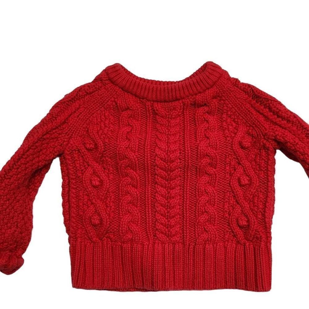 Baby Gap Red Toddler Cable Knit Pullover Sweater - Size 12-18 Months - Picture 2 of 6